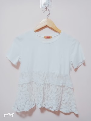 lace bottom patchwork blouse